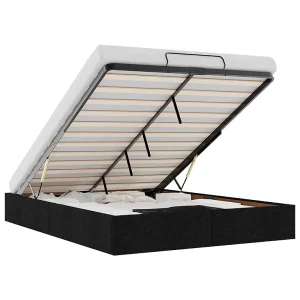 Bedframe zonder matras 140×200 cm stof zwart Bedframe zonder matras 140×200 cm stof zwart