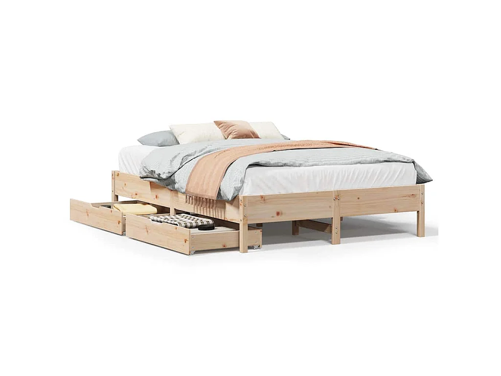 Bedframe zonder matras massief grenenhout 135x190 cm