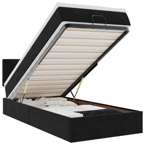 Bed poef met matras en LED's 80×200 cm fluweel zwart