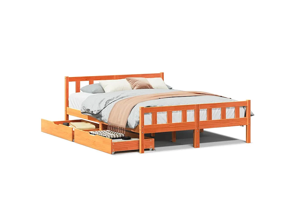 Bedframe zonder matras massief grenenhout wasbruin 150x200 cm