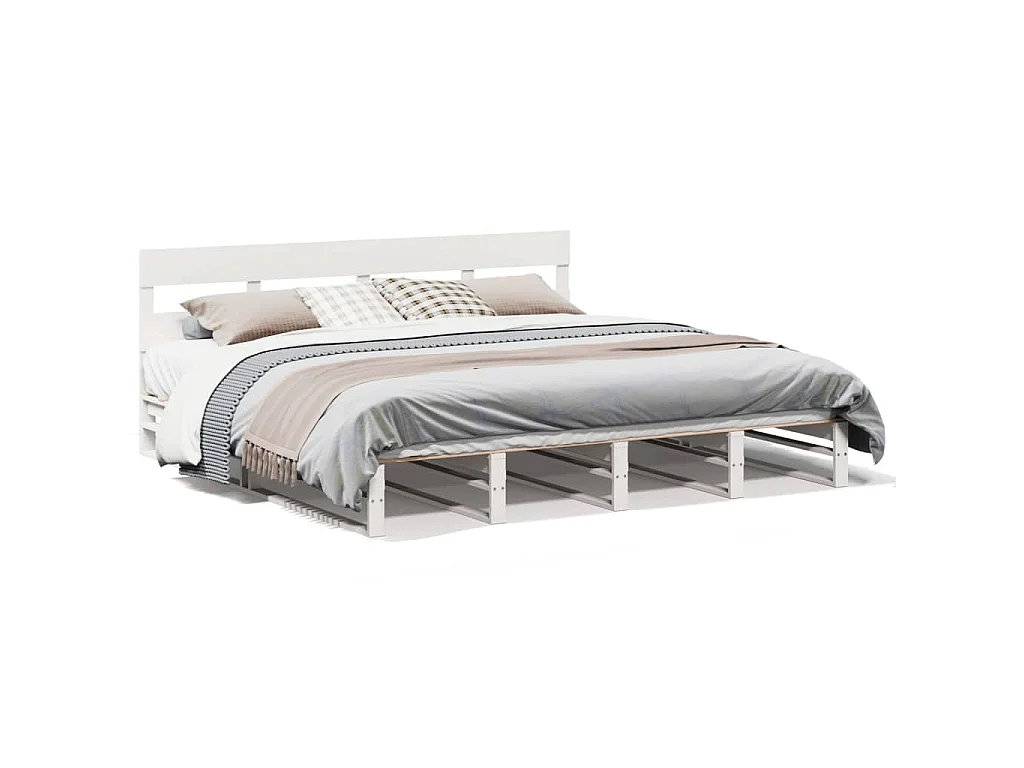 Bedframe zonder matras massief grenenhout wit 200x200 cm