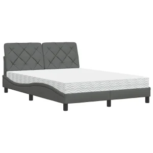 Bed met matras stof donkergrijs 120×200 cm Bed met matras stof donkergrijs 120×200 cm