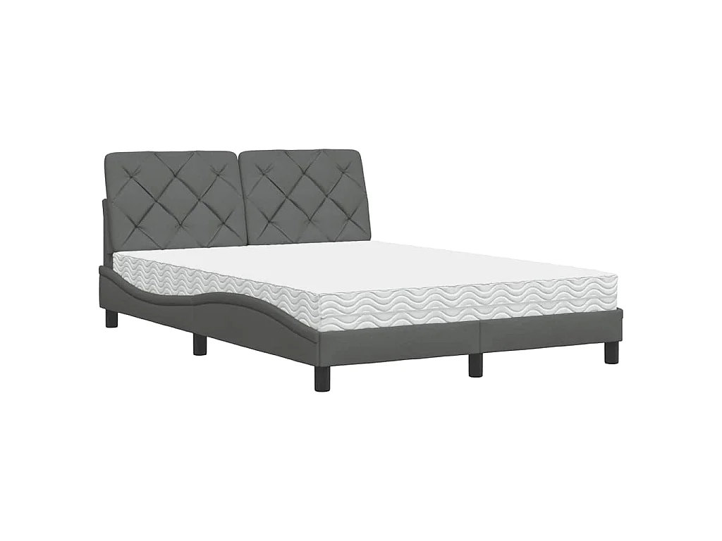 Bed met matras stof donkergrijs 120x200 cm