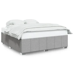 Bedframe zonder matras stof lichtgrijs 200×200 cm Bedframe zonder matras stof lichtgrijs 200×200 cm