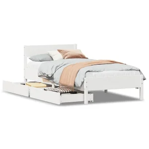 Bedframe zonder matras massief grenenhout wit 90×200 cm Bedframe zonder matras massief grenenhout wit 90×200 cm