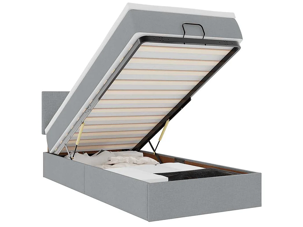 Bed met matras 100x200 cm stof lichtgrijs