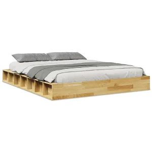 Bedframe zonder matras 135×190 cm massief hout eiken Bedframe zonder matras 135×190 cm massief hout eiken