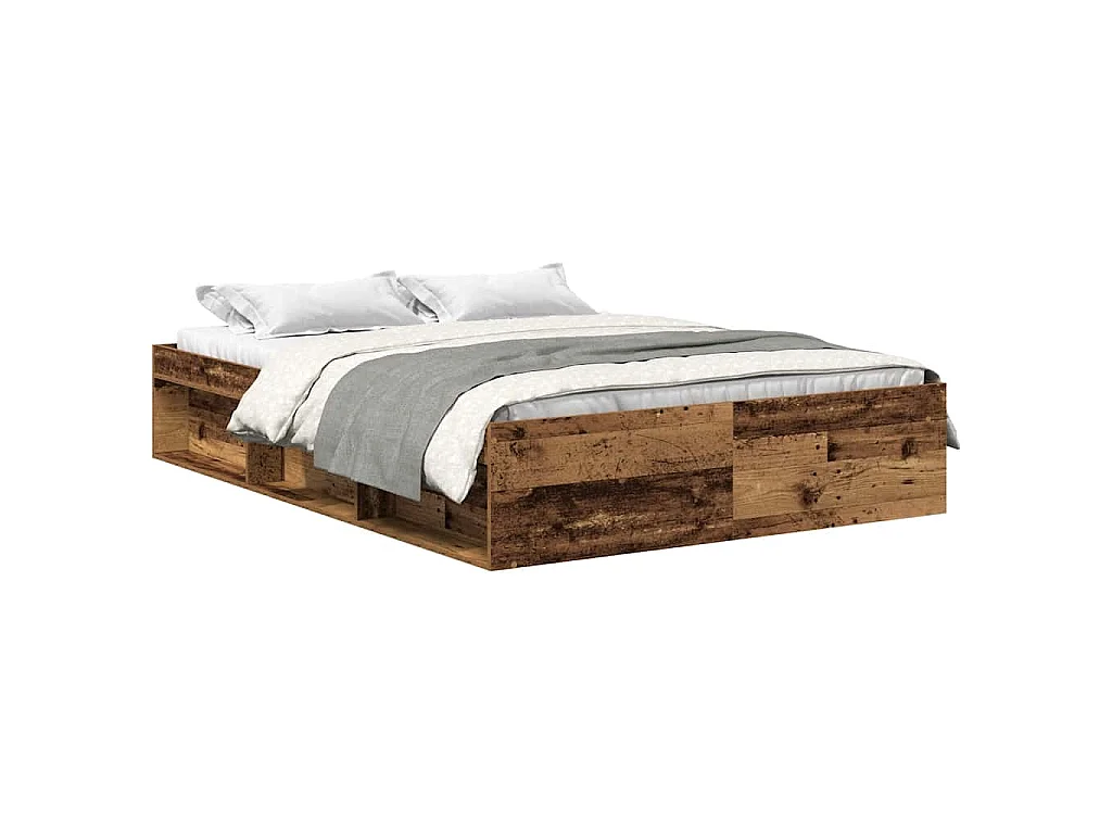 Bedframe zonder matras bewerkt 120x190 cm bewerkt hout oud