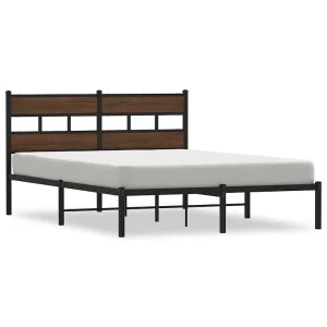 Bedframe met hoofdbord zonder matras bruin eiken 140×190 cm Bedframe met hoofdbord zonder matras bruin eiken 140×190 cm