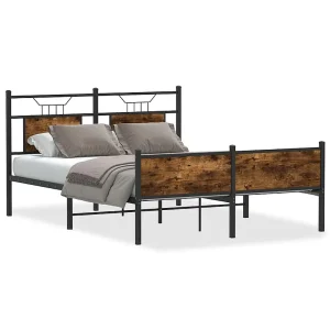 Bedframe zonder matras hout gerookt eikenkleurig 140×190 cm Bedframe zonder matras hout gerookt eikenkleurig 140×190 cm