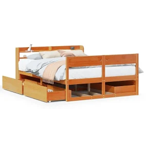 Bedframe zonder matras massief grenenhout wasbruin 160×200 cm Bedframe zonder matras massief grenenhout wasbruin 160×200 cm