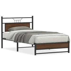 Bedframe zonder matras 107×203 cm spaanplaat bruin eikenkleurig Bedframe zonder matras 107×203 cm spaanplaat bruin eikenkleurig