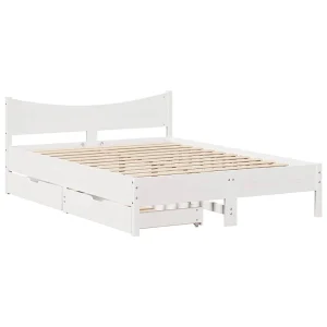 Bedframe met lades massief grenenhout wit 120×190 cm Bedframe met lades massief grenenhout wit 120×190 cm