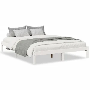 Bedframe extra lang zonder matras grenenhout wit 140×210 cm Bedframe extra lang zonder matras grenenhout wit 140×210 cm