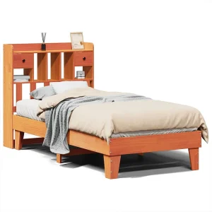 Bedframe zonder matras massief grenenhout wasbruin 75×190 cm Bedframe zonder matras massief grenenhout wasbruin 75×190 cm