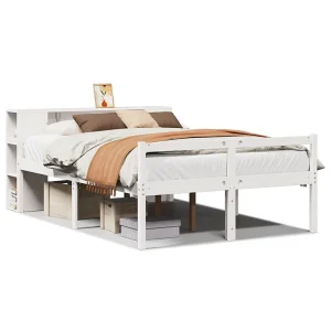 Bed met boekenkast zonder matras grenenhout wit 135×190 cm Bed met boekenkast zonder matras grenenhout wit 135×190 cm