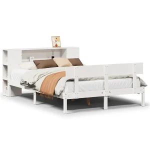 Bed met boekenkast zonder matras grenenhout wit 140×190 cm Bed met boekenkast zonder matras grenenhout wit 140×190 cm