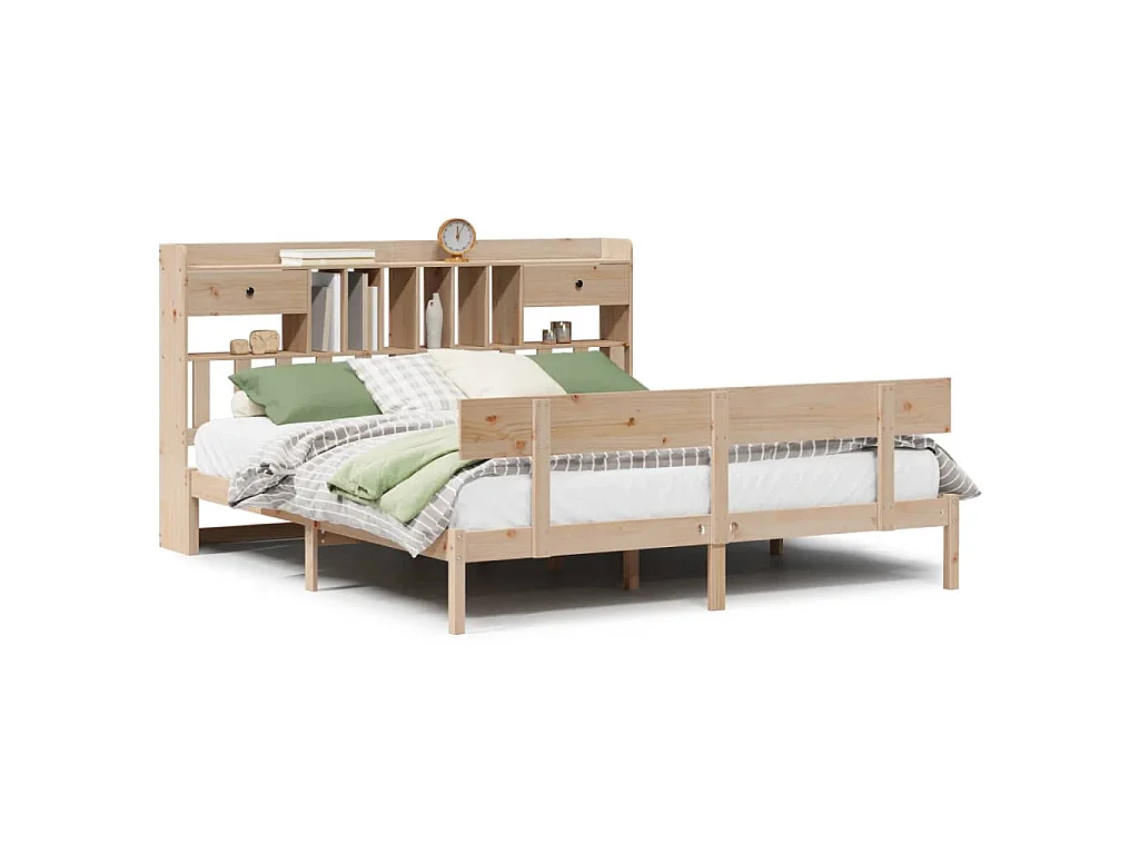 Bed met boekenkast zonder matras massief grenenhout 180x200 cm