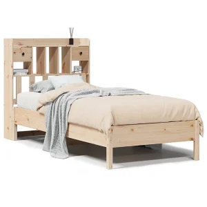 Bed met boekenkast zonder matras massief grenenhout 75×190 cm