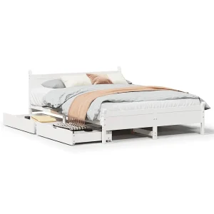 Bedframe zonder matras massief grenenhout wit 120×200 cm Bedframe zonder matras massief grenenhout wit 120×200 cm