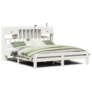 Bed met boekenkast zonder matras grenenhout wit 180×200 cm Bed met boekenkast zonder matras grenenhout wit 180×200 cm