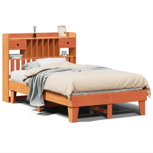 Bedframe zonder matras massief grenenhout wasbruin 135×190 cm Bedframe zonder matras massief grenenhout wasbruin 135×190 cm