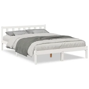 Bedframe extra lang zonder matras grenenhout wit 160×220 cm Bedframe extra lang zonder matras grenenhout wit 160×220 cm