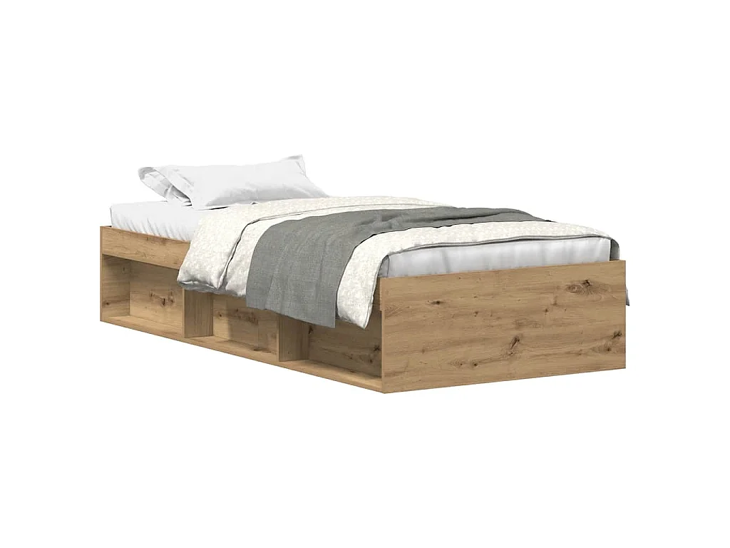 Bedframe zonder matras spaanplaat artisanaal eikenkleurig