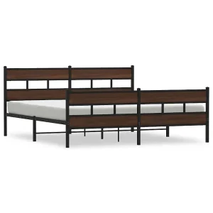 Bedframe zonder matras metaal bruin eikenkleurig 200×200 cm