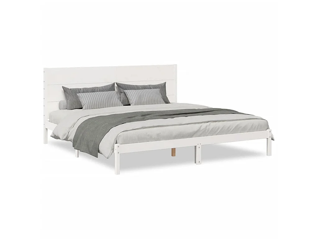 Bedframe extra lang zonder matras massief hout wit 200x210 cm