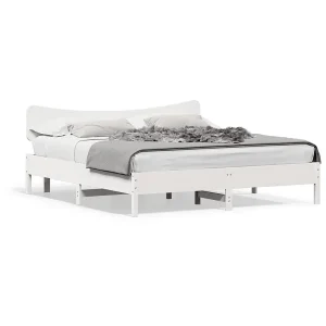 Bedframe zonder matras massief grenenhout wit 200×200 cm Bedframe zonder matras massief grenenhout wit 200×200 cm