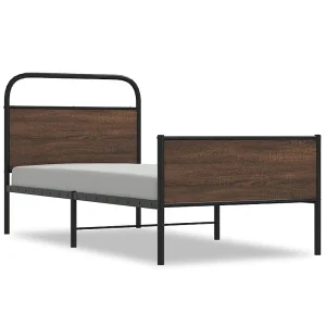 Bedframe zonder matras bewerkt hout bruin eikenkleur 107×203 cm Bedframe zonder matras bewerkt hout bruin eikenkleur 107×203 cm