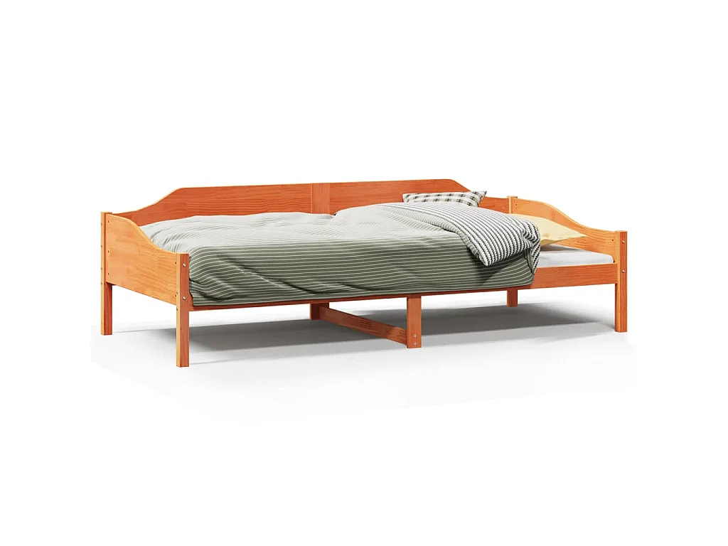 Bedframe zonder matras massief grenenhout wasbruin 80x200 cm