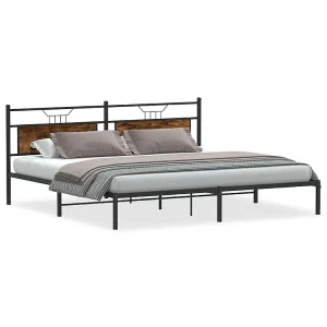 Bedframe zonder matras 200×200 cm spaanplaat gerookt eiken Bedframe zonder matras 200×200 cm spaanplaat gerookt eiken
