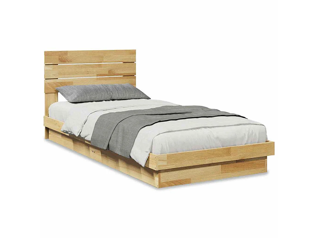 Bedframe hoofdeinde zonder matras 100x200 cm massief hout eiken