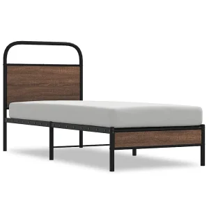 Bedframe zonder matras bewerkt hout bruin eikenkleur 75×190 cm