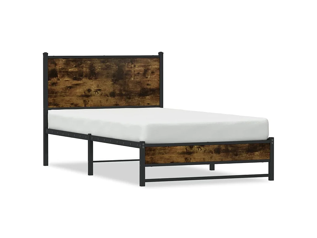 Bedframe zonder matras metaal gerookt eikenkleurig 107x203 cm