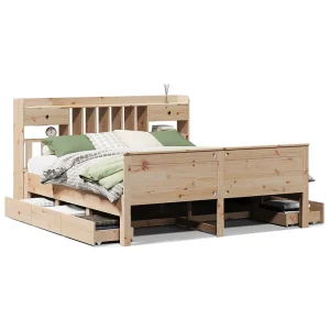 Bed met boekenkast zonder matras massief grenenhout 180×200 cm Bed met boekenkast zonder matras massief grenenhout 180×200 cm