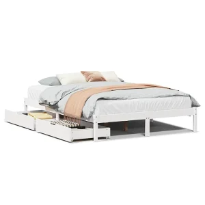 Bedframe zonder matras massief grenenhout wit 140×200 cm Bedframe zonder matras massief grenenhout wit 140×200 cm