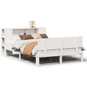 Bed met boekenkast zonder matras grenenhout wit 150×200 cm Bed met boekenkast zonder matras grenenhout wit 150×200 cm