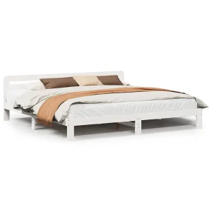 Bedframe zonder matras massief grenenhout wit 180×200 cm
