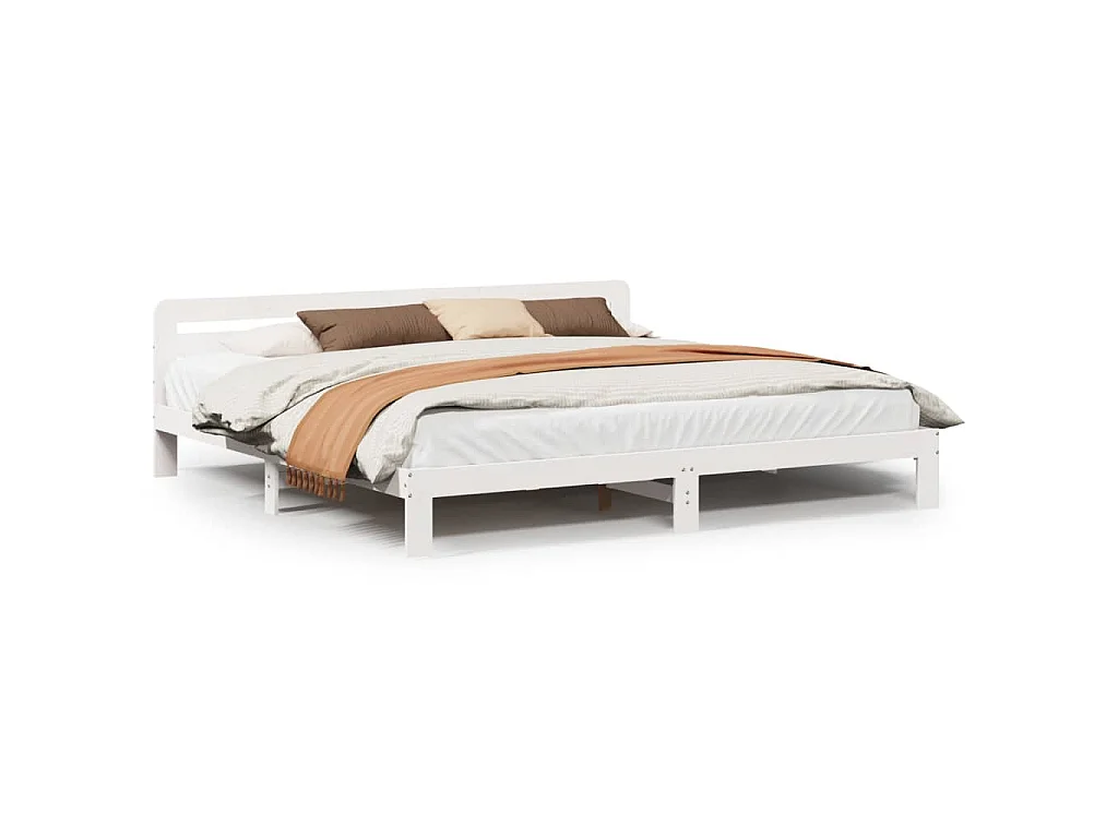 Bedframe zonder matras massief grenenhout wit 180x200 cm