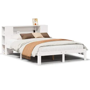 Bed met boekenkast zonder matras grenenhout wit 140×190 cm Bed met boekenkast zonder matras grenenhout wit 140×190 cm
