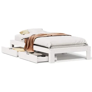 Bedframe zonder matras massief grenenhout wit 75×190 cm Bedframe zonder matras massief grenenhout wit 75×190 cm