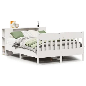 Bed met boekenkast zonder matras grenenhout wit 140×190 cm Bed met boekenkast zonder matras grenenhout wit 140×190 cm