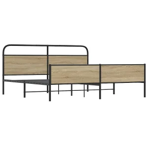 Bedframe zonder matras metaal gerookt eikenkleurig 193×203 cm Bedframe zonder matras metaal gerookt eikenkleurig 193×203 cm