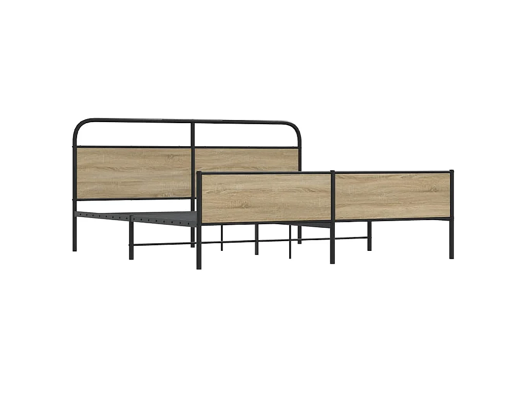Bedframe zonder matras metaal gerookt eikenkleurig 193x203 cm