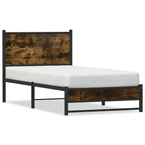 Bedframe zonder matras metaal gerookt eikenkleurig 80×200 cm Bedframe zonder matras metaal gerookt eikenkleurig 80×200 cm