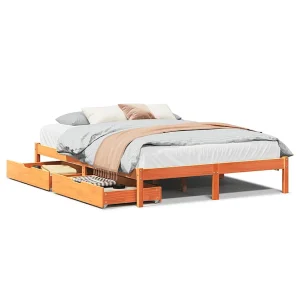 Bedframe zonder matras massief grenenhout wasbruin 140×200 cm Bedframe zonder matras massief grenenhout wasbruin 140×200 cm