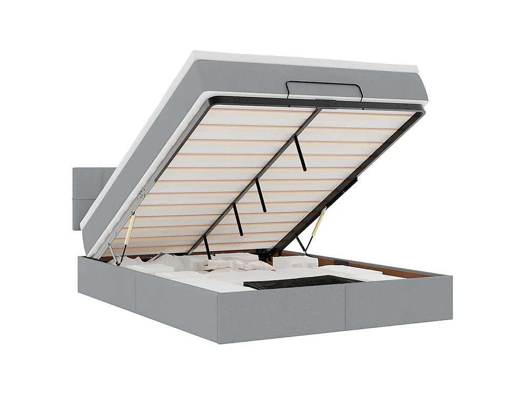 Bed met matras 140x190 cm stof lichtgrijs
